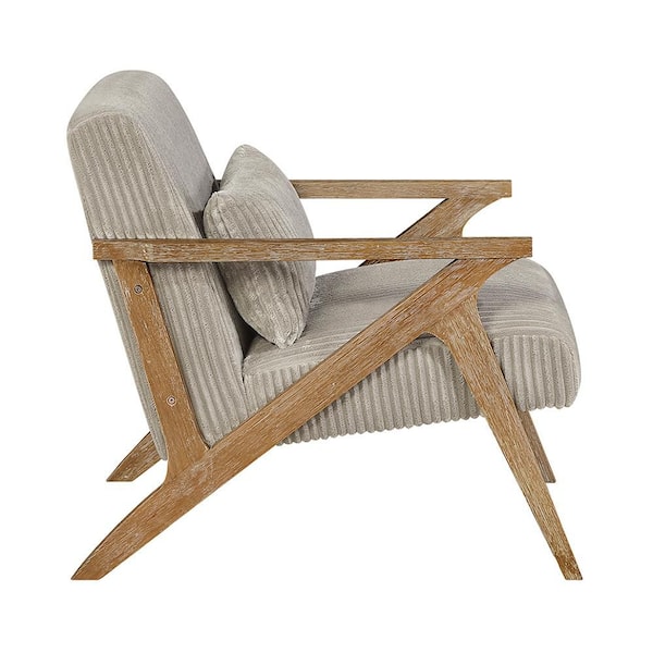 Lazzara Lennox Taupe Corduroy Upholstery Solid Wood Frame Accent