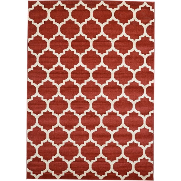 Unique Loom Trellis Philadelphia Red/Beige 7' 0 x 10' 0 Area Rug