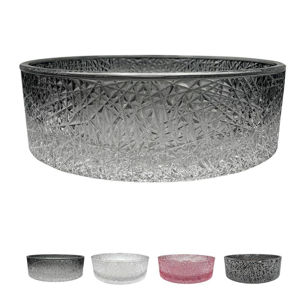 16'' Round Textured Clear Glass Vessel Sink