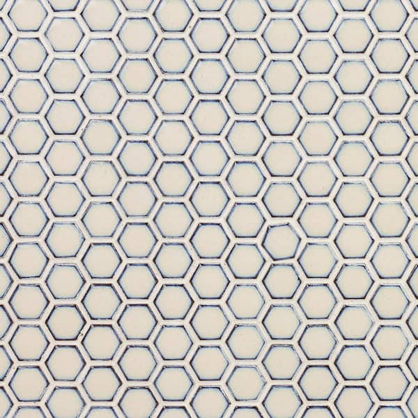 Ivy Hill Tile Bliss Edged Hexagon Custard 3 in. x 0.24 in. Polished Porcelain Floor and Wall Mosaic Tile Sample