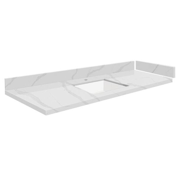 Transolid Silestone 55 in. W x 22.25 in. D Quartz White Rectangular ...