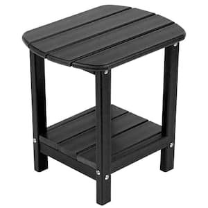 16.5 in. Black Outdoor Side Table Plastic Double End Table Small Table Without Extension