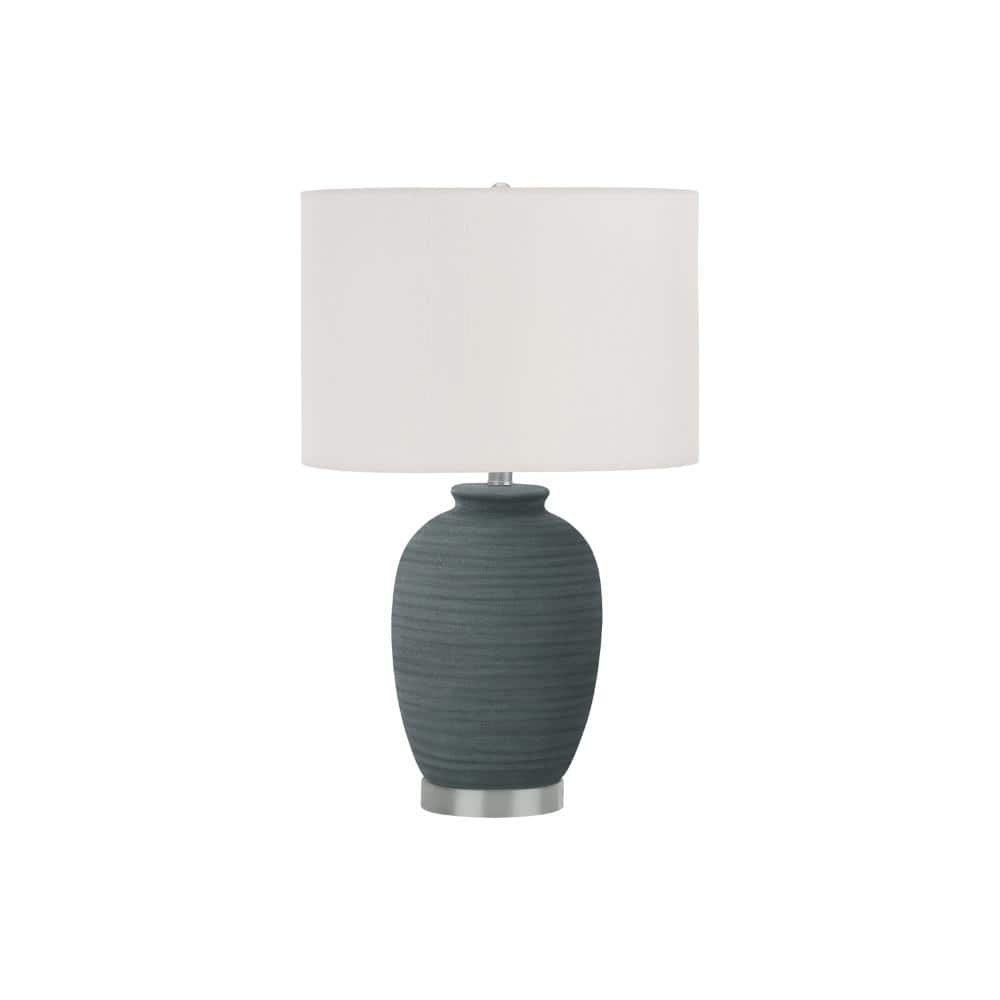 24 in.H Gray Ceramic Base Urn Bedside Table Lamp w/ White Linen Shade, No Bulbs Included price history on PriceWatchPro