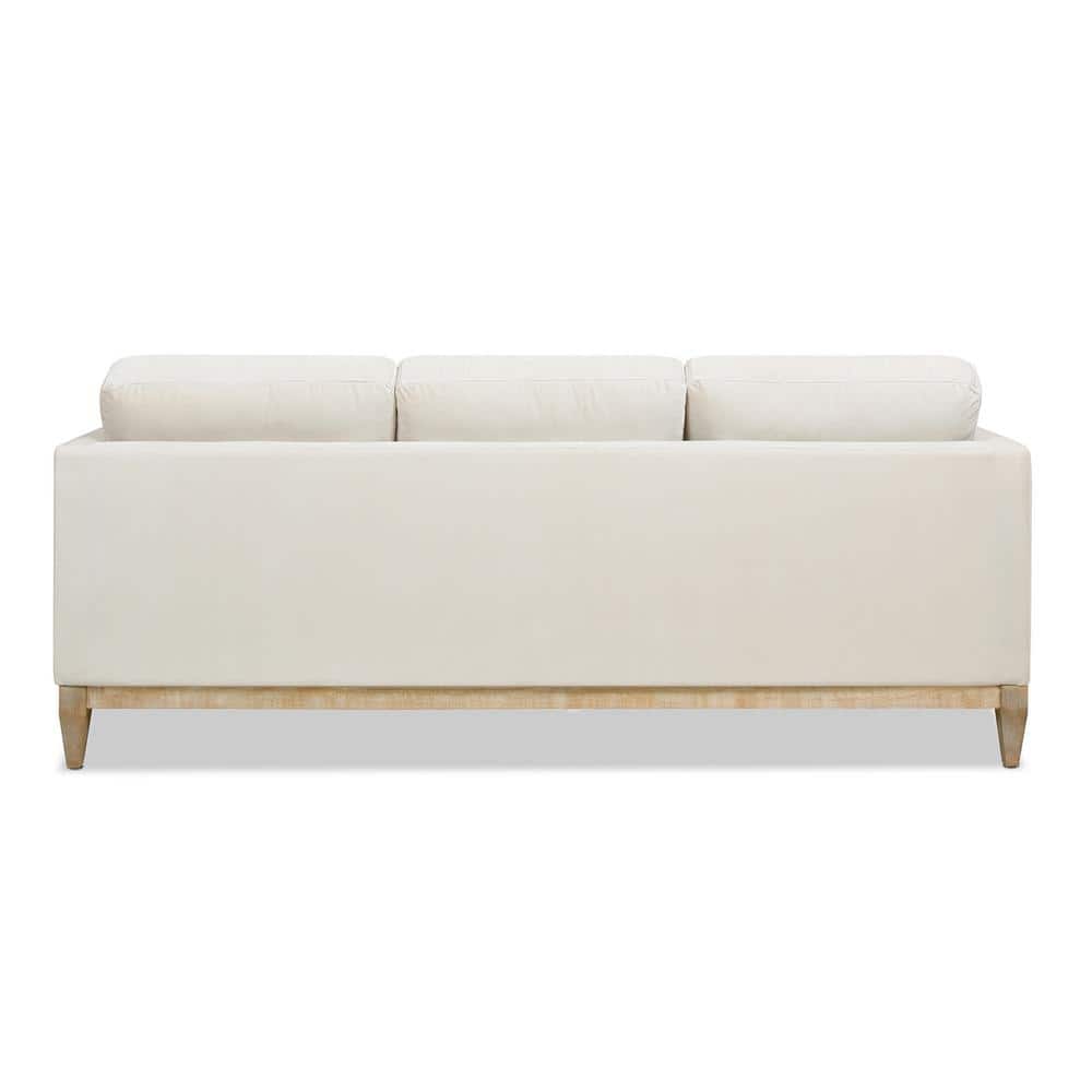 Knox 84" French Beige Velvet Lawson Sofa with Wood Base