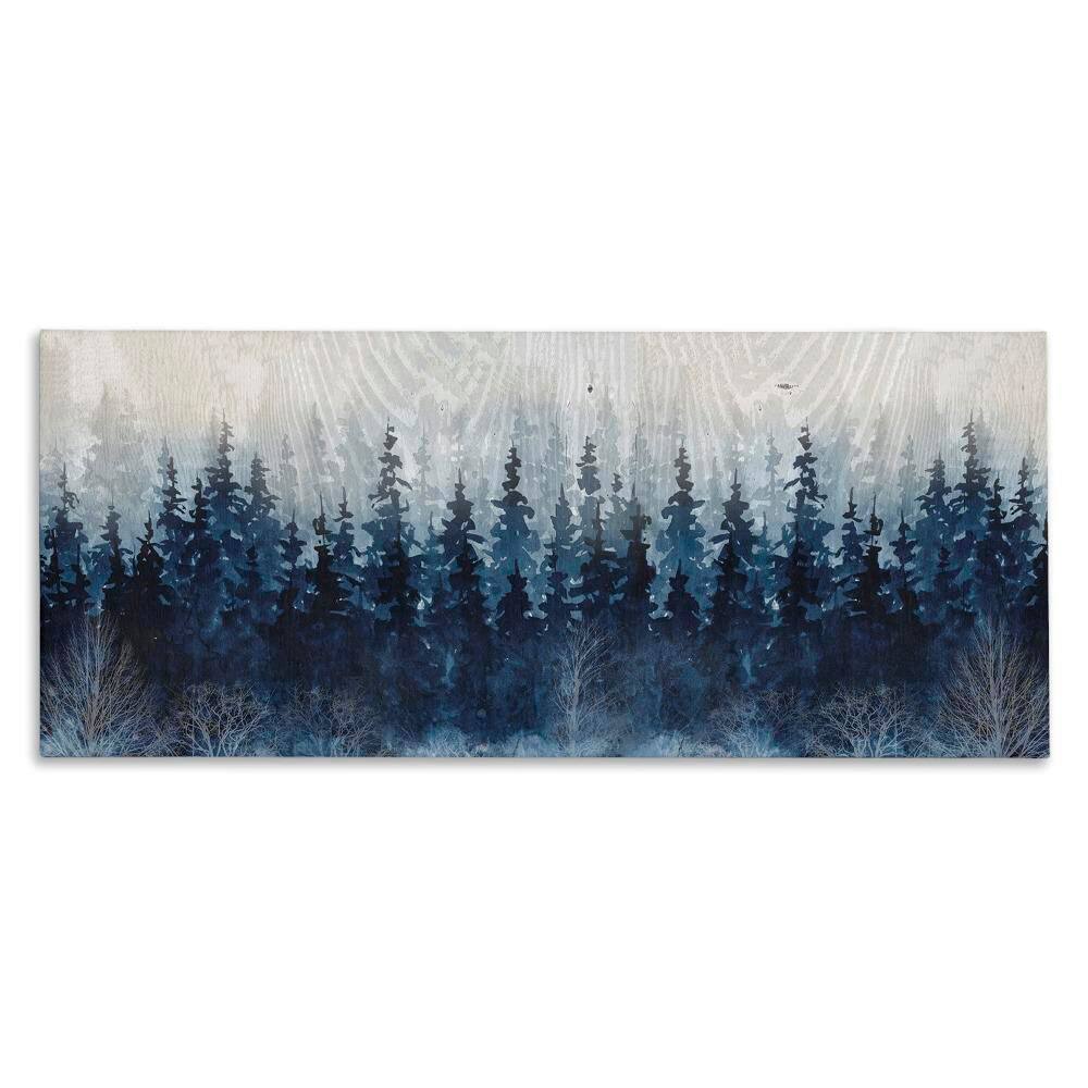 Rustic Blue Forest Tree Line by Carol Robinson 1-Piece Gallery Wrapped Unframed Nature Graphic Art Print 30 in. x 13 in. price history on PriceWatchPro
