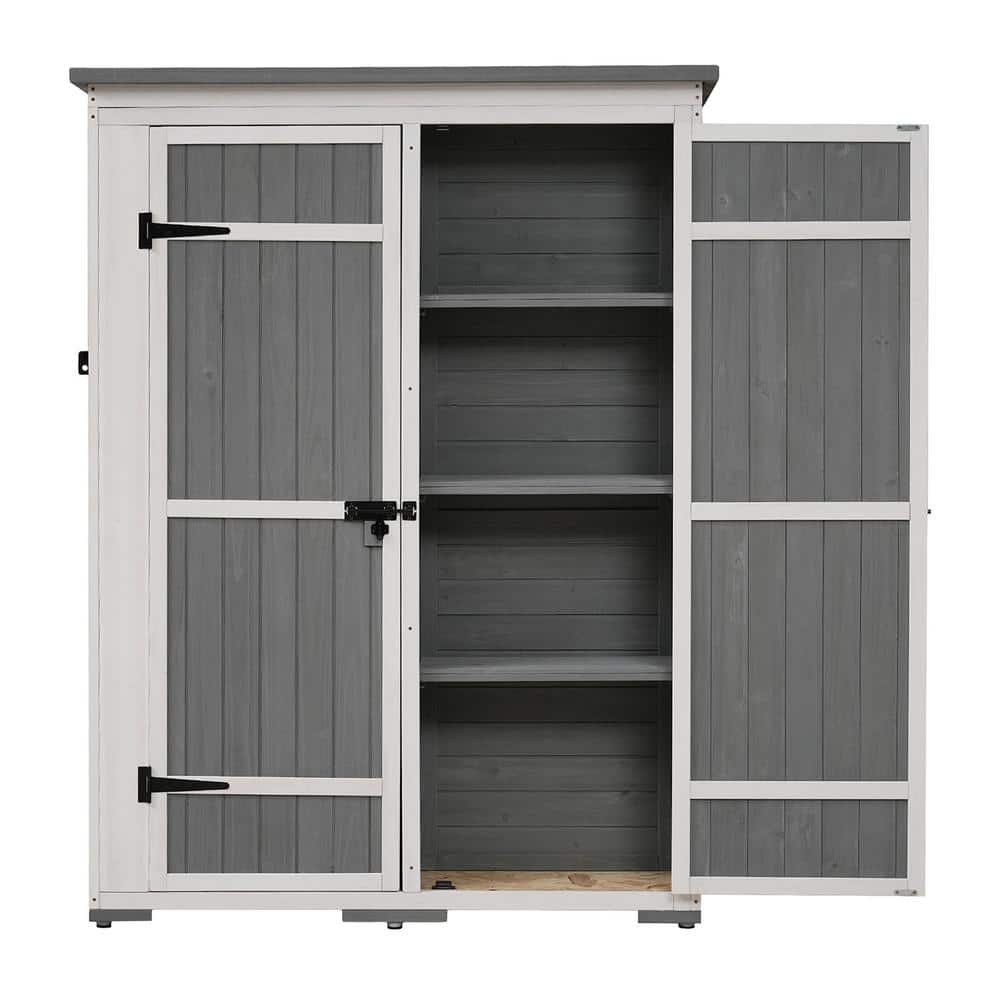 ITOPFOX 25.2 in. W x 48.6 in. D x 65.7 in. H White Gray Wood