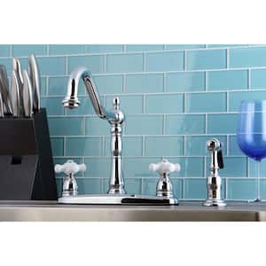 Heritage 2-Handle Standard Kitchen Faucet with Side Sprayer in Polished Chrome