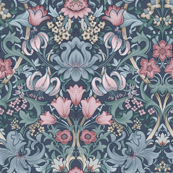 Fleurmont Floral Tapestry Navy Blue Non-Pasted Wallpaper (Covers 56 sq. ft.)