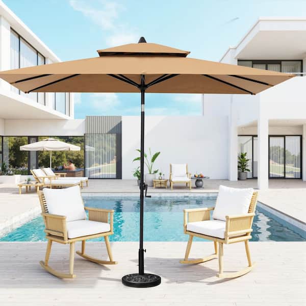 5 ft patio umbrella with crank Best Choice Products 7.5ft Market Wavy Trim, Fade-Resistant, & Tilt, Wind Vent at least until the sun shifts and cuts your relaxation short Pellebant 9 ft. x 5