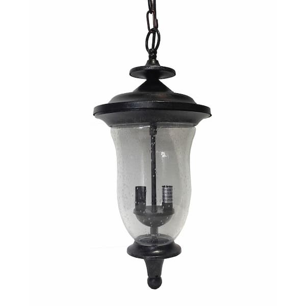 Unbranded Brielle 2-Light Brown Stone Outdoor Hanging Lantern