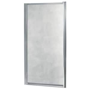 Tides 31 in. to 33 in. x 65 in. Framed Pivot Shower Door in Silver with Obscure Glass with Handle