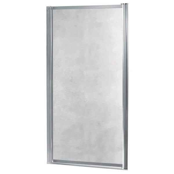 CRAFT + MAIN Tides 31 in. to 33 in. x 65 in. Framed Pivot Shower Door in Silver with Obscure Glass with Handle