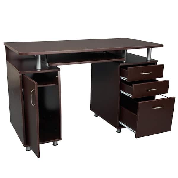 TECHNI MOBILI 48 in. Rectangular Chocolate 3 Drawer Computer Desk