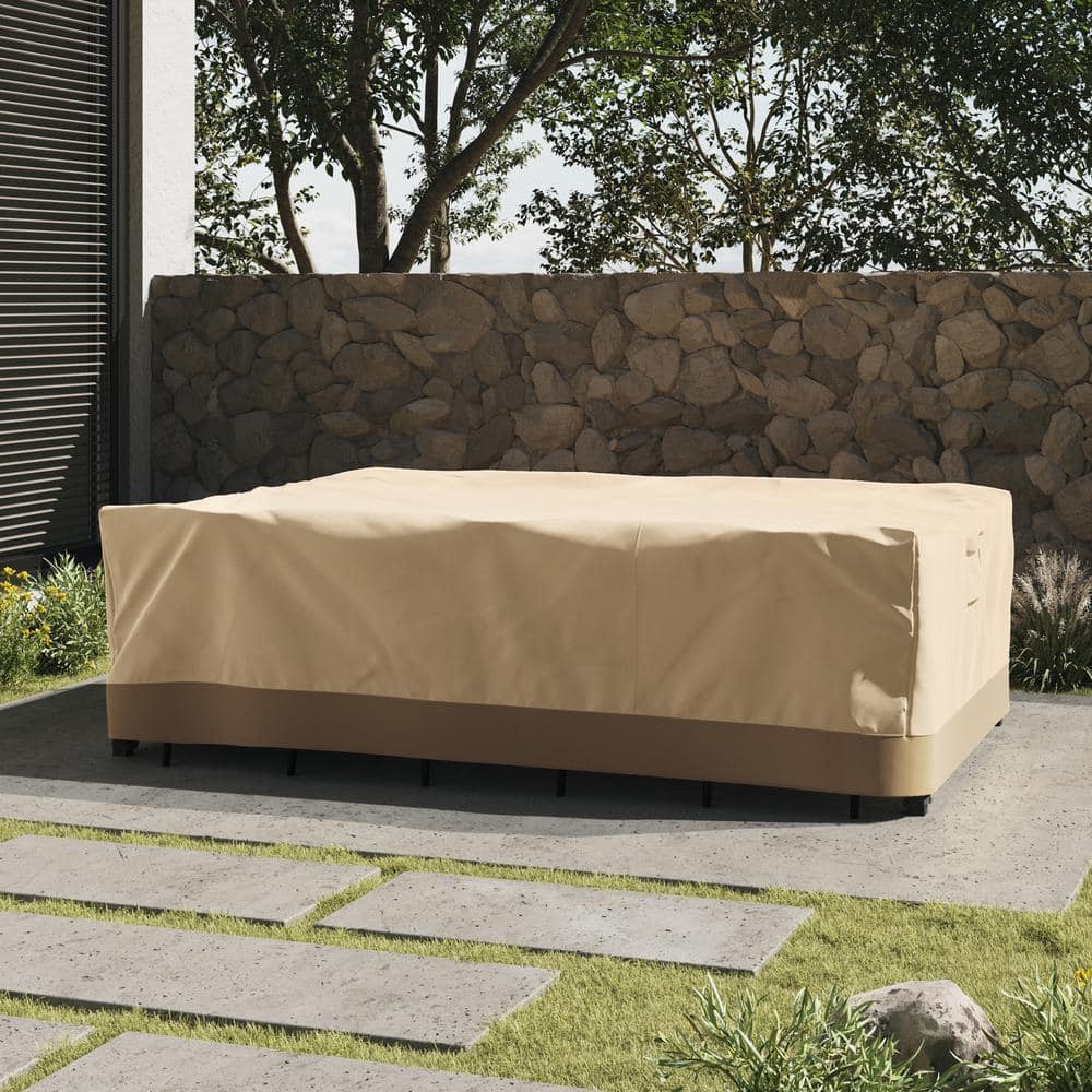 Beige Heavy-Duty Outdoor Furniture Cover with UV Protection