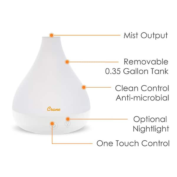 0.35 Gal. 2-in-1 Ultrasonic Cool Mist Humidifier & Aroma Diffuser for Small  Rooms