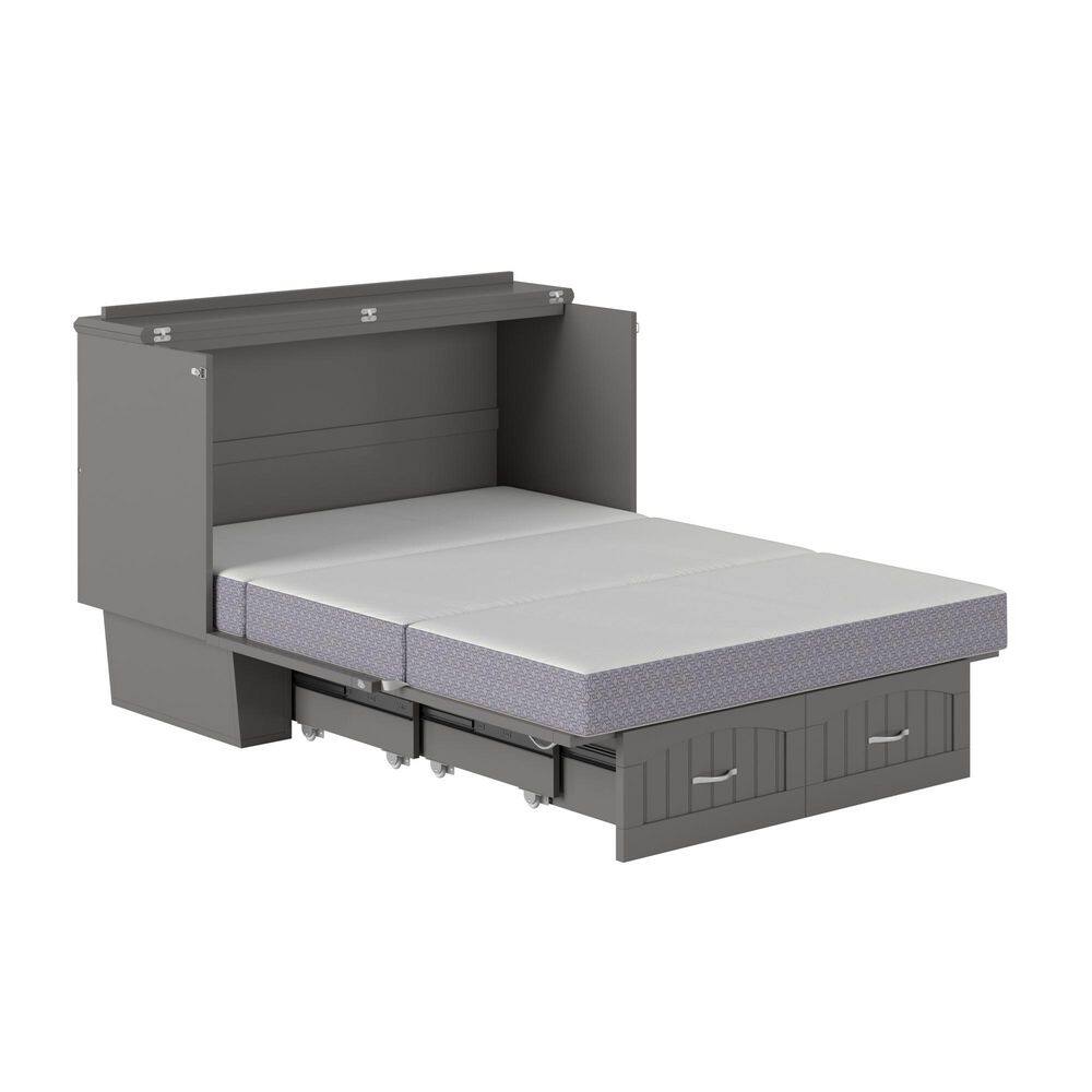 Nantucket White Murphy Bed Chest with Full Mattress - thumbnail 5