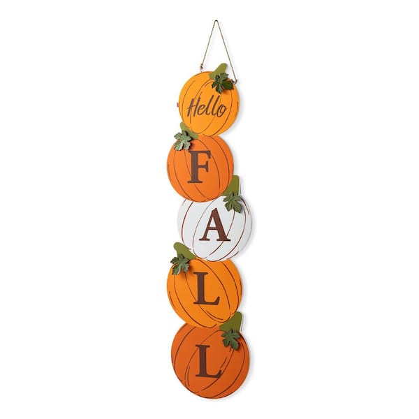 41.75 in. Fall and Christmas Double Sided Wooden Pumpkin and Ornament Porch Sign