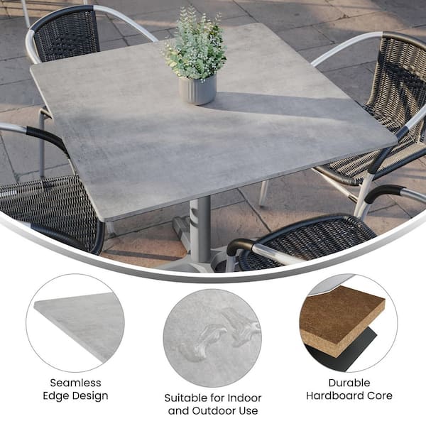 Carnegy Avenue Acadia Square Gray Faux Concrete Wood 36 in. with