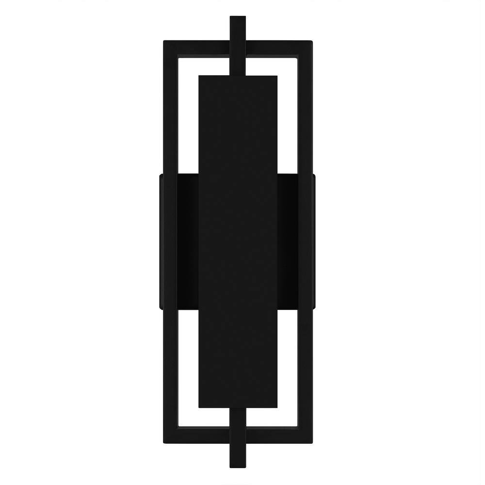 Matte Black Geometric LED Outdoor Wall Lantern