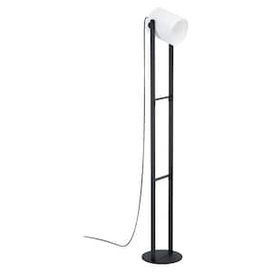 Burbank 54 .84 in. Black Floor Lamp with White Fabric Shade