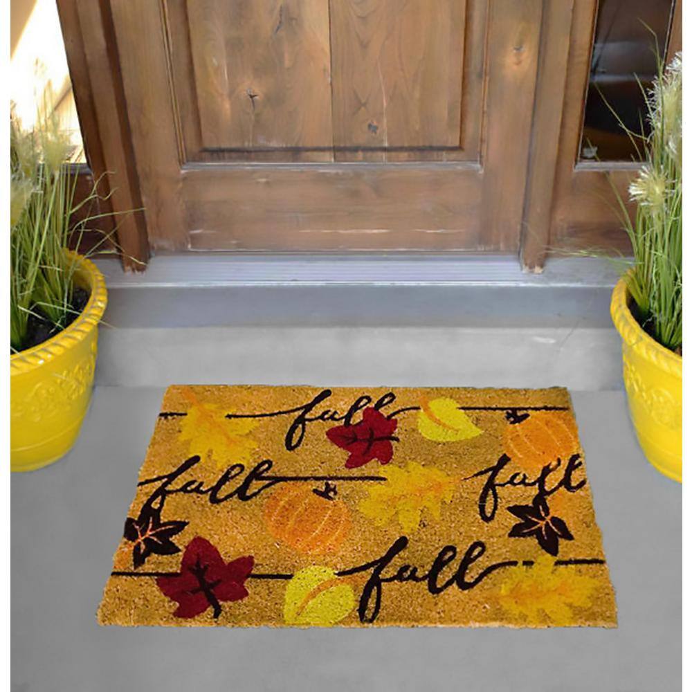 Welcome Fall Leaves Multi 18 in. x 30 in. Coir Non-Slip Indoor Outdoor Door