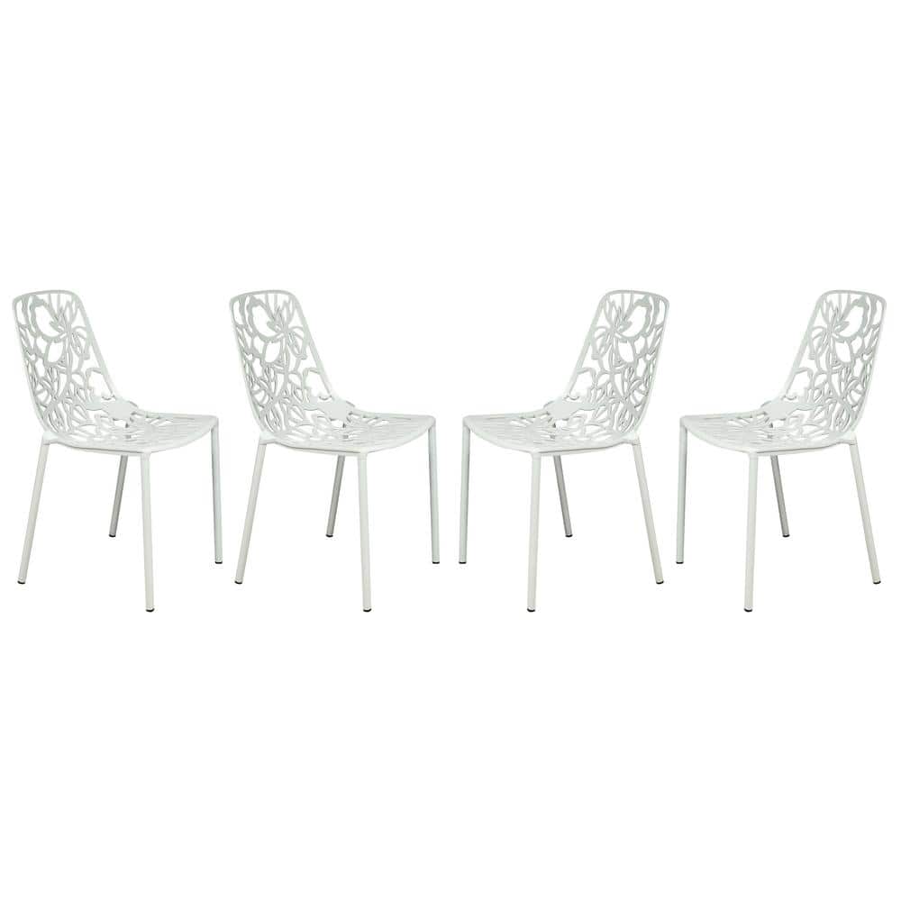 Elegant Modern Devon Aluminum White Side Chair with Cut-Out Design