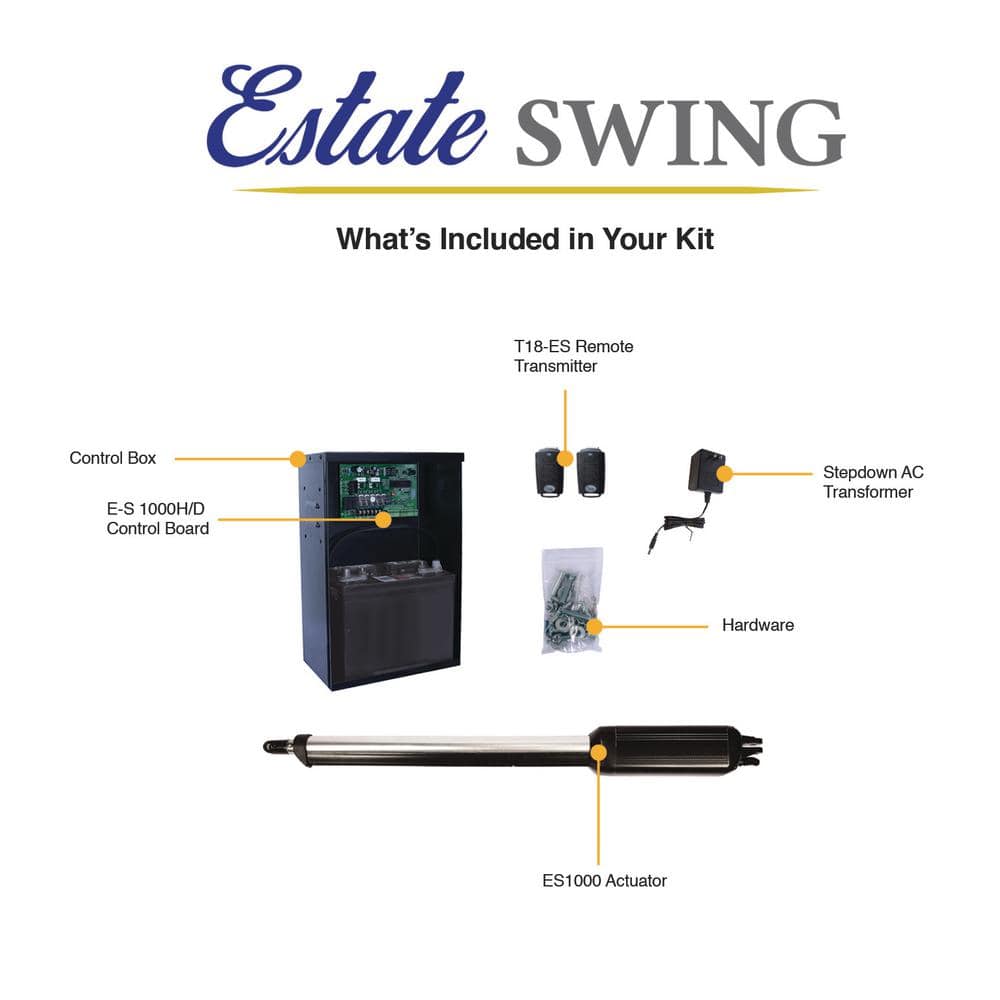 Estate Swing Single Swing Automatic Gate Opener Kit -  E-S 1000H/PI