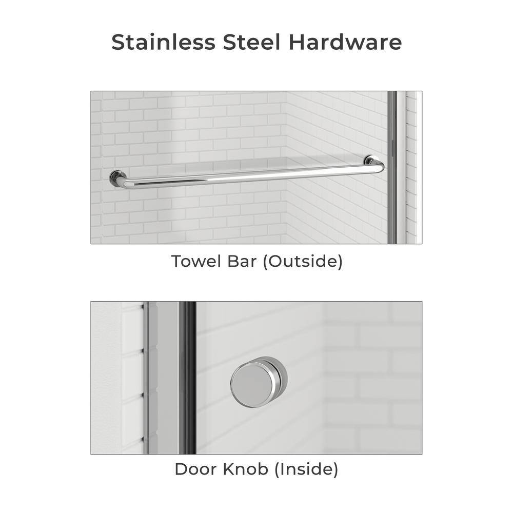 60" x 70" Chrome Semi-Frameless Sliding Shower Door