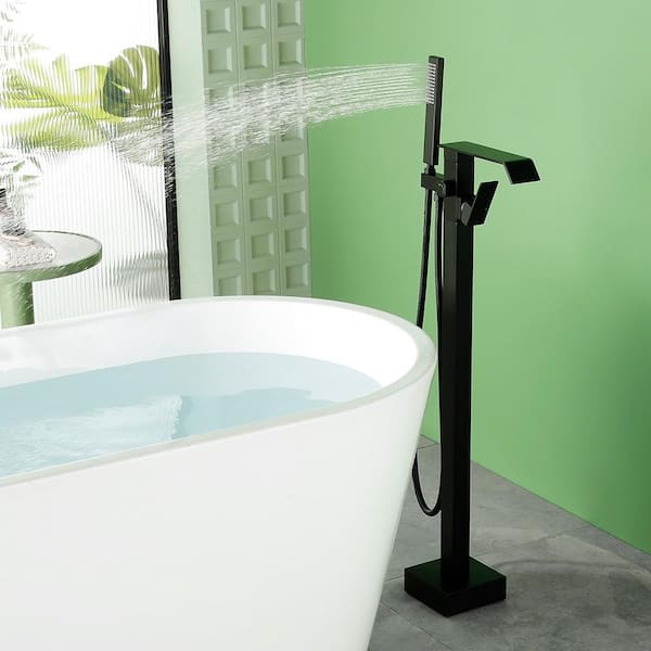 Ami Single-Handle Freestanding Tub Faucet with Hand Shower in Matte Black