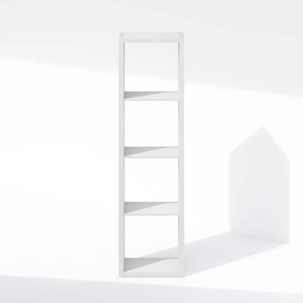 Furinno Cubic 57.95 in. Tall White Wood 4-Cube Bookcase NLU23002WH