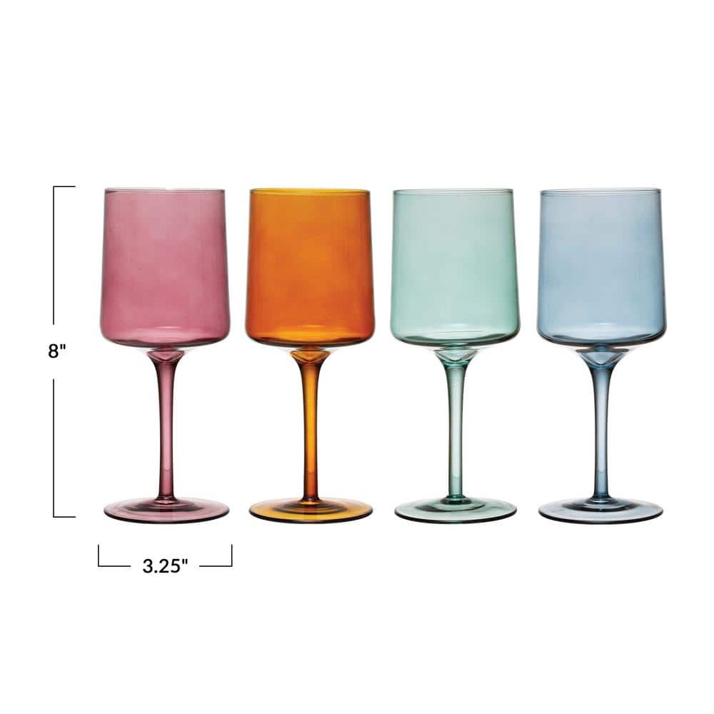 Creative Co-Op Multicolor Stemmed Wine Glass Set