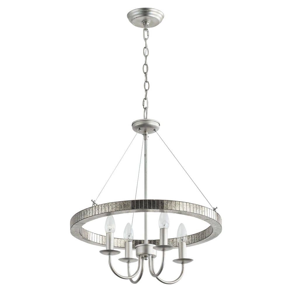 Farmhouse Brushed Nickel Wagon Wheel Candle Style Chandelier - 19.7" W x 23.6" H