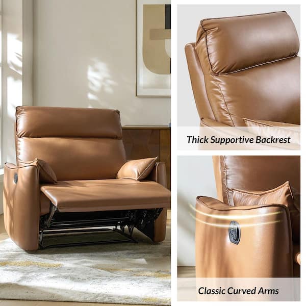 JAYDEN CREATION Nicola Camel Faux Leather Oversized Manual