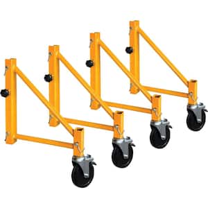 14-in. Scaffold Outriggers with 5-in. Heavy Duty Caster Wheels, Compatible with Metaltech Baker Scaffolding, 4-Pack