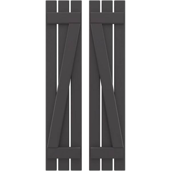 Ekena Millwork 11-1/2 in. W x 54 in. H Americraft 3-Board Exterior Real Wood Spaced Board and Batten Shutters w/Z-Bar Shadow Mountain