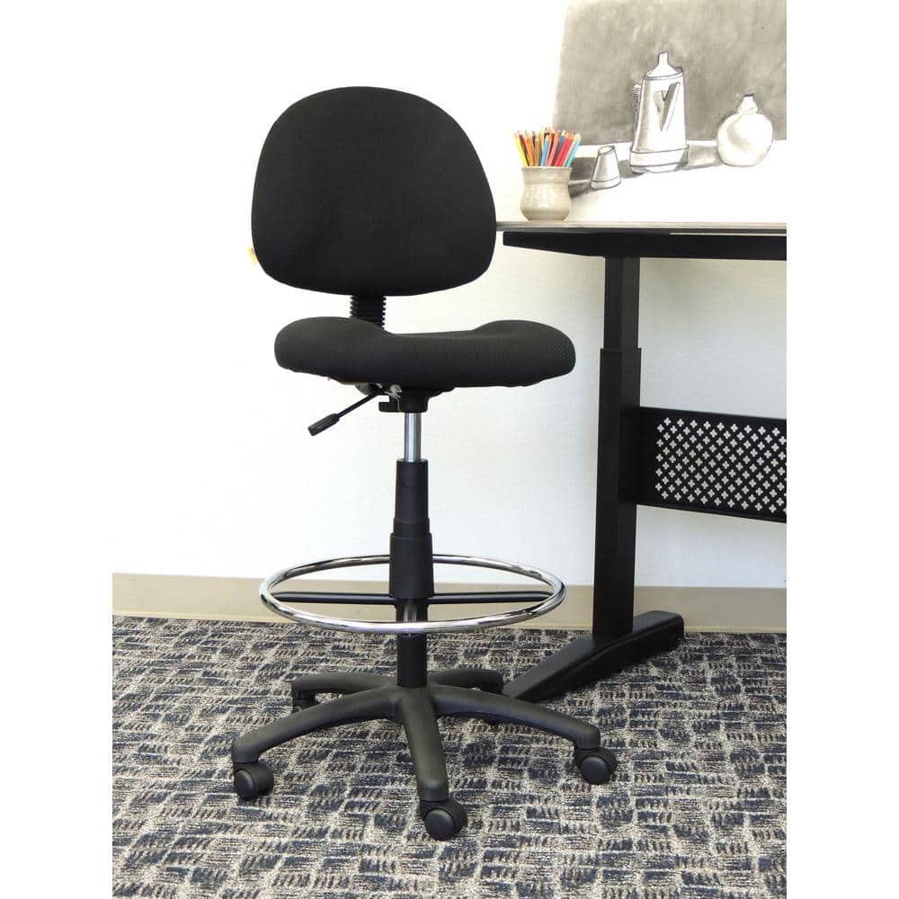 ErgoFlex Black Nylon Adjustable Drafting Swivel Chair with Footring