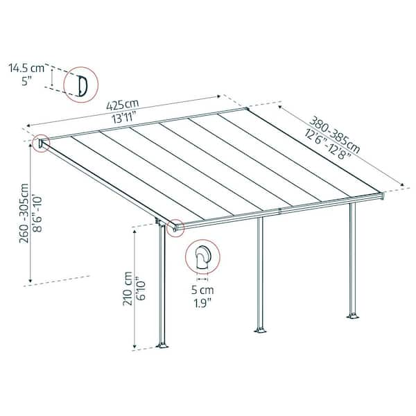 CANOPIA by PALRAM Feria 13 ft. x 20 ft. Gray/Clear Lean to Carport 707163 -  The Home Depot