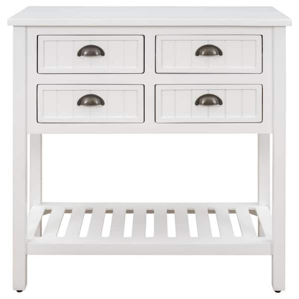 Unbranded White Sideboard with 4 Drawers and 1 Bottom Shelf