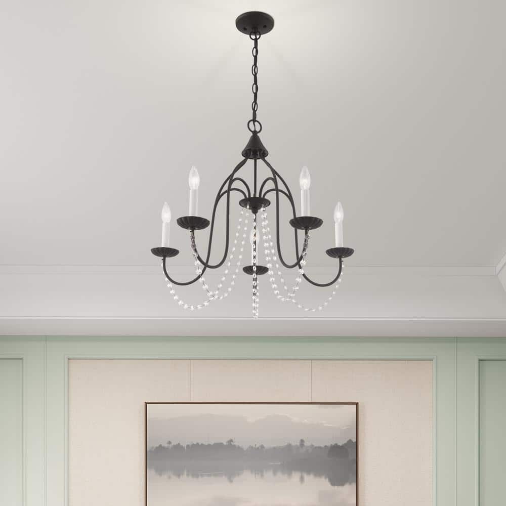 Mini Alessia 5-Light Black Crystal Chandelier