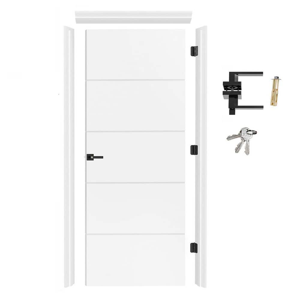 30 in. x 80 in. 4 Line Primed Engineered Wood Pantry Door with Quick Assemble Door Jamb and Door Levers, Right-Handed price history on PriceWatchPro