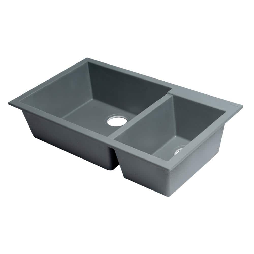 Titanium Double Bowl Granite Composite Undermount Kitchen Sink