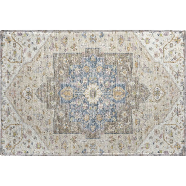 Mayfield Premium Machine Washable Abstract AMF2533 Ivory 2 ft. x 3 ft. Accent Rug