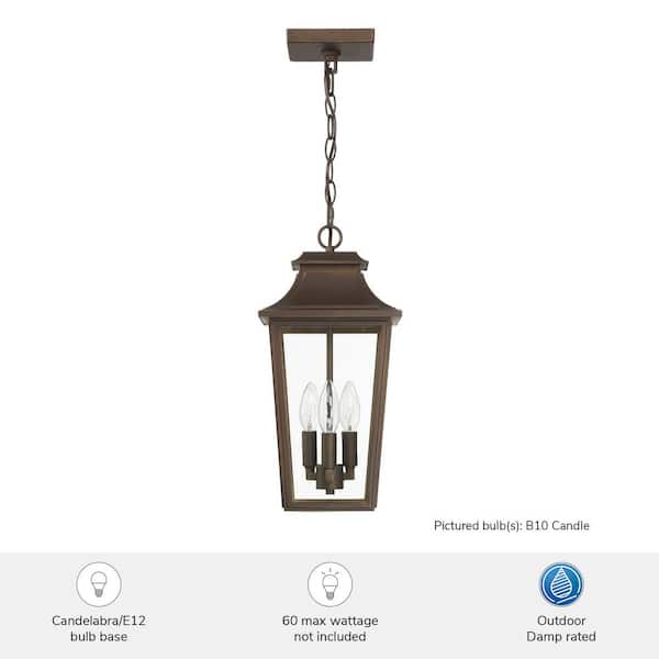Hunter Fan Company - Hunter Spring Cove 3 Light Matte Bronze Rectangle Hardwired Outdoor Lighting for Foyer / Entry Way