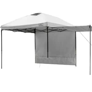 10 ft. x 10 ft. White Pop up Canopy Tent with 2 shelters, with 4 Poles, 4 Sandbags, 8 Ropes, 12 Stakes, 1 Roller Bags