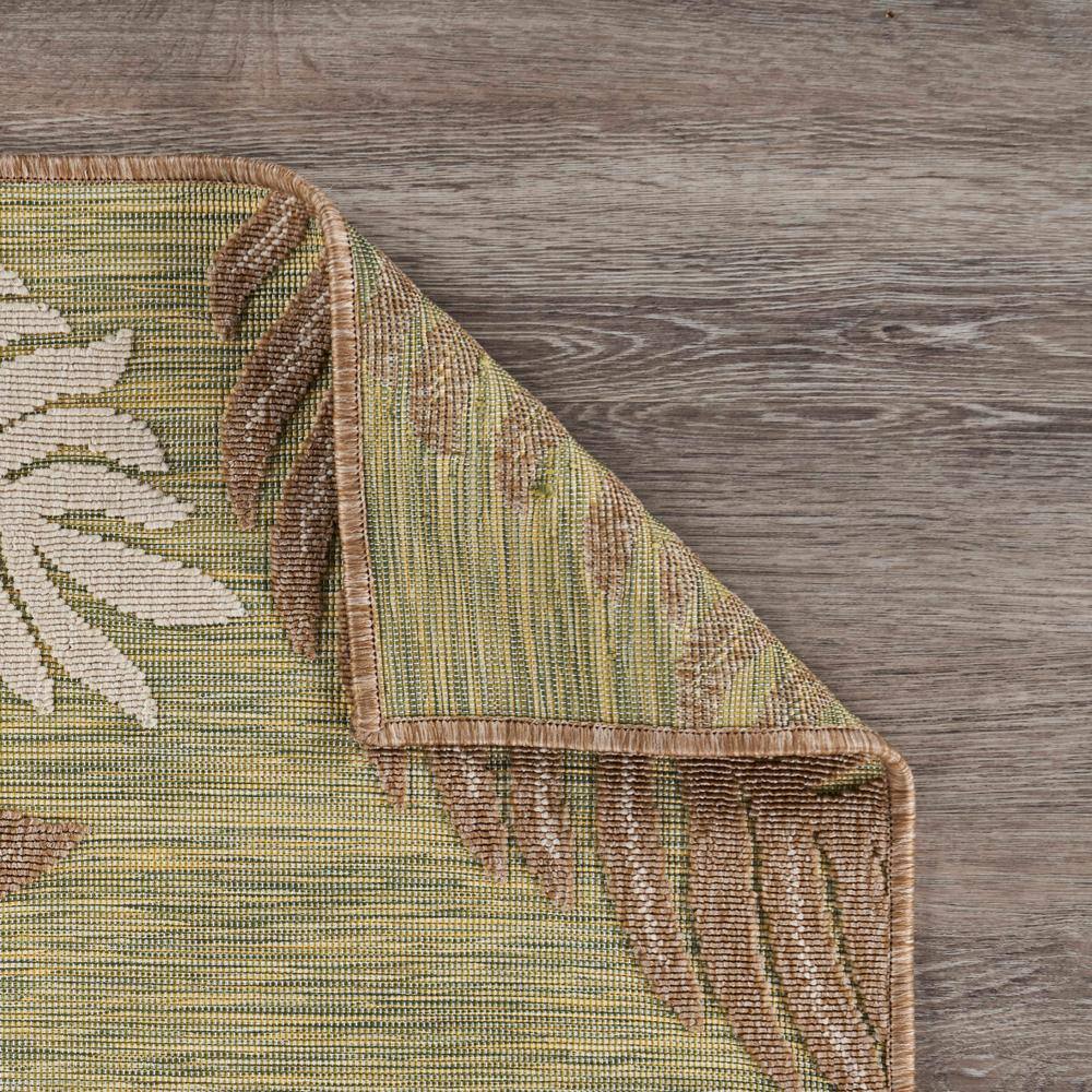 Clove Green and Beige Synthetic Palm Fronds 8' x 10' Area Rug