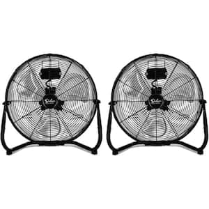 12 in. 3-Speed High-Velocity Heavy Duty Metal Industrial Floor Fans in Black Quiet for Home Commercial Use (2-Pack)