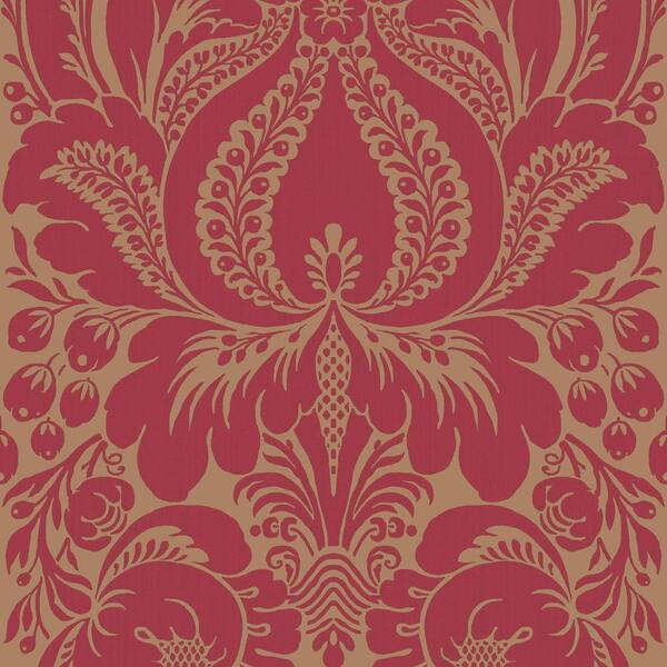 The Wallpaper Company 56 sq. ft. Red Large Scale Damask Wallpaper