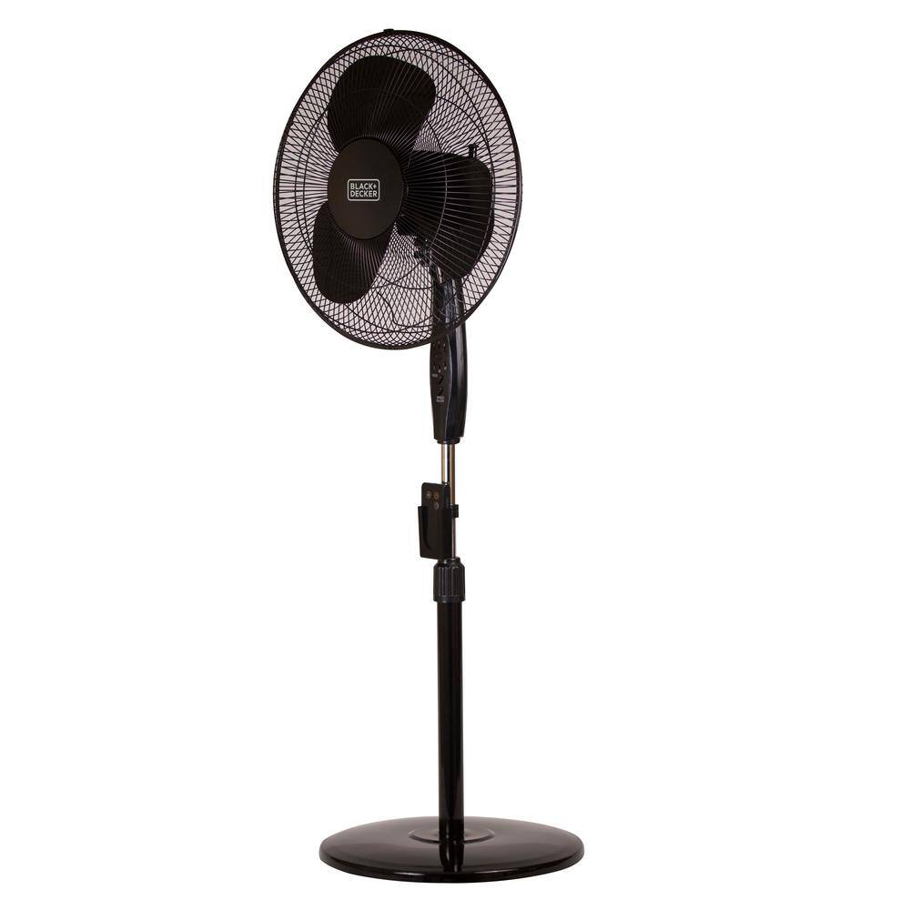 Black Adjustable Height Oscillating Floor Fan with Remote Control