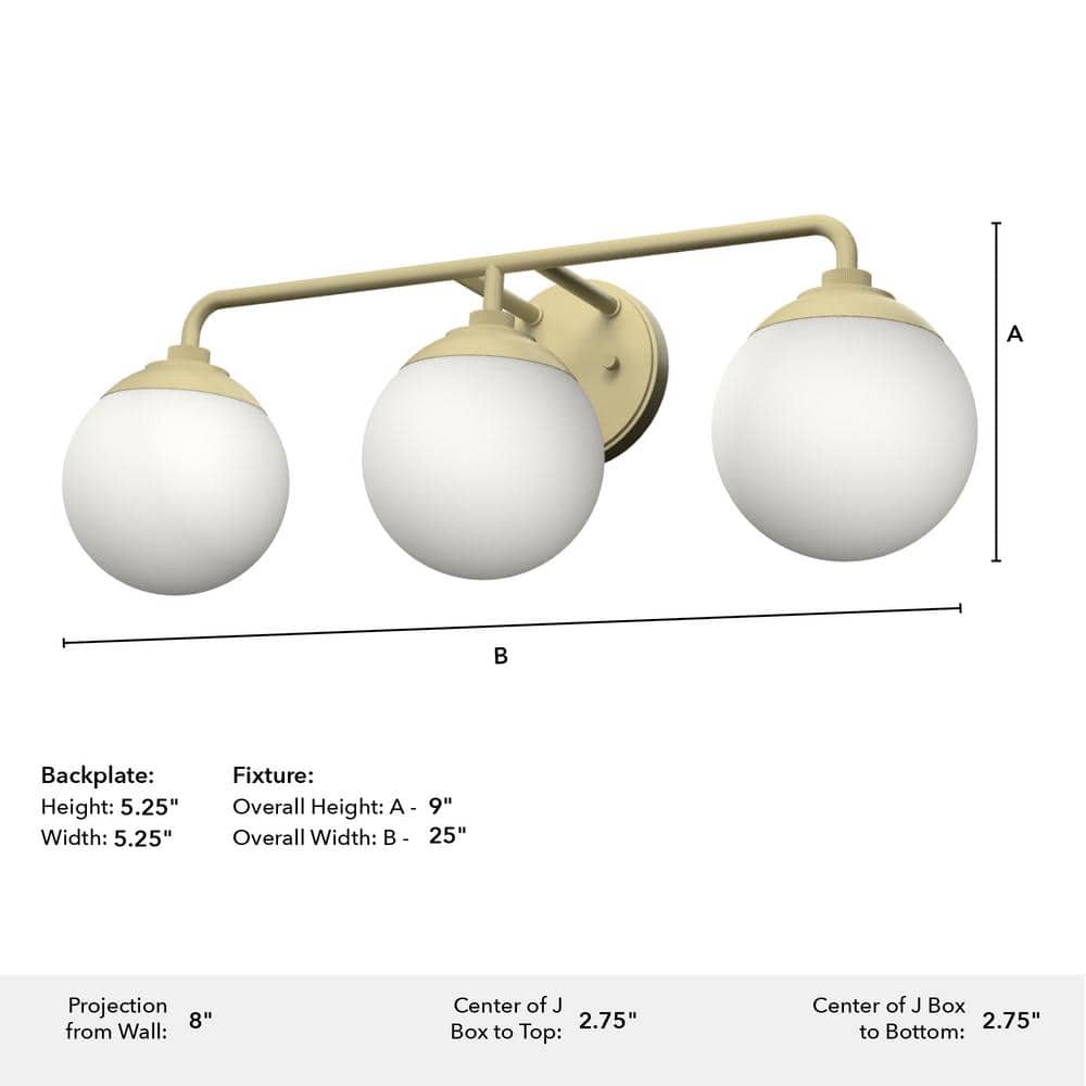Hepburn Modern Brass 3-Light Vanity Wall Sconce
