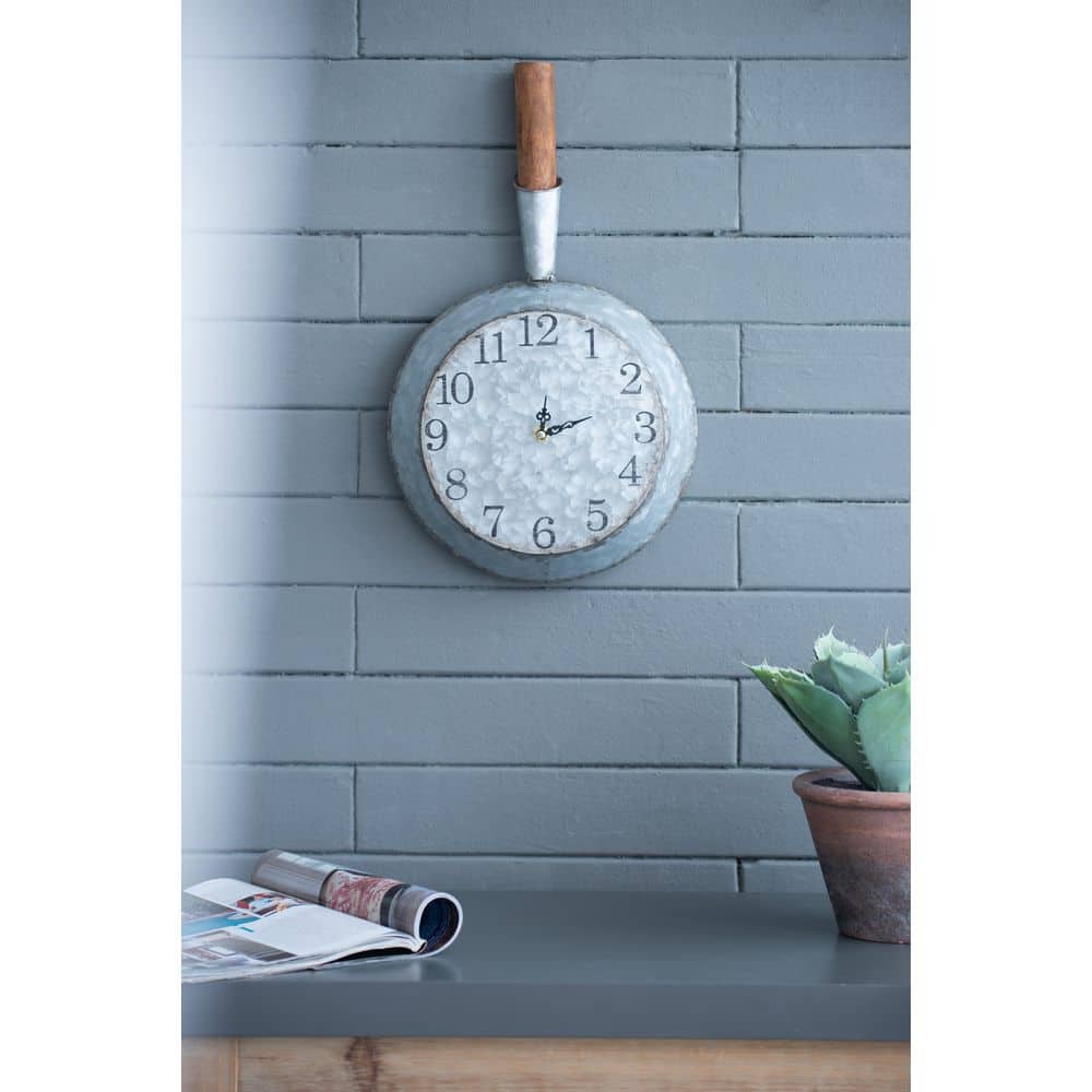 10.6 in. x 18.1 in. Rustic Gray Analog Wall Clock CKJY2812-G - The Home ...